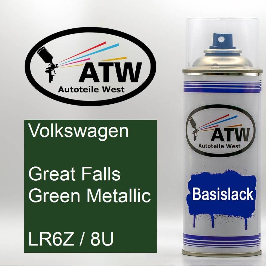 Volkswagen, Great Falls Green Metallic, LR6Z / 8U: 400ml Sprühdose, von ATW Autoteile West.